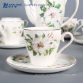 Hot Sale Bom Design Floral Fine Bone China Chá Café Cookie Açúcar Cerâmica Set, Cerâmica Tea Set Made In China